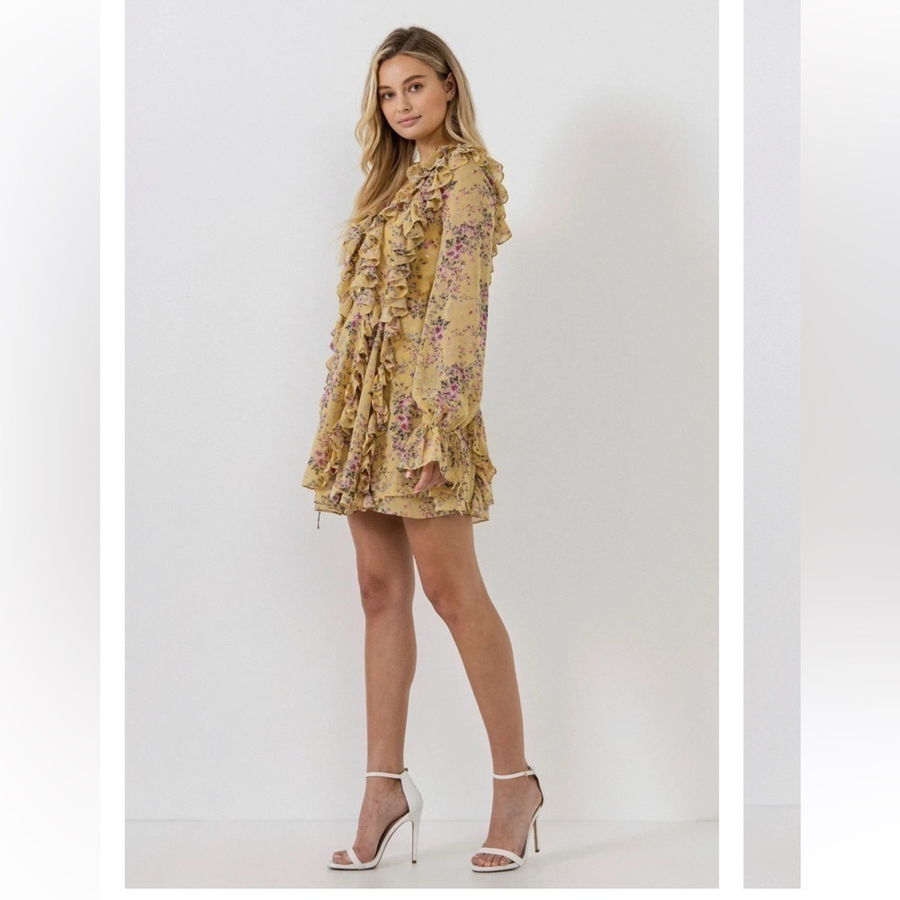 Endless Rose Dress Floral Ruffled Chiffon XS NWT